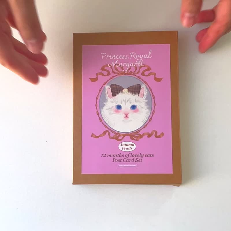 Cat illust double-sided postcard set - 卡片/明信片 - 紙 多色