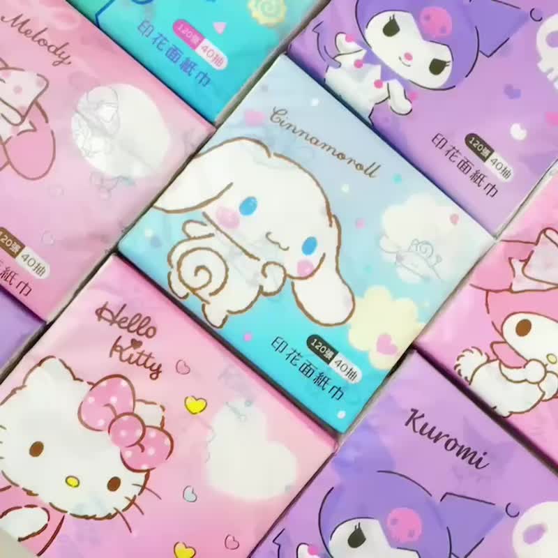【ONEDER】Sanrio 三麗鷗印花面紙(40抽) Kitty 人魚漢頓 大耳狗 - 其他 - 其他材質 