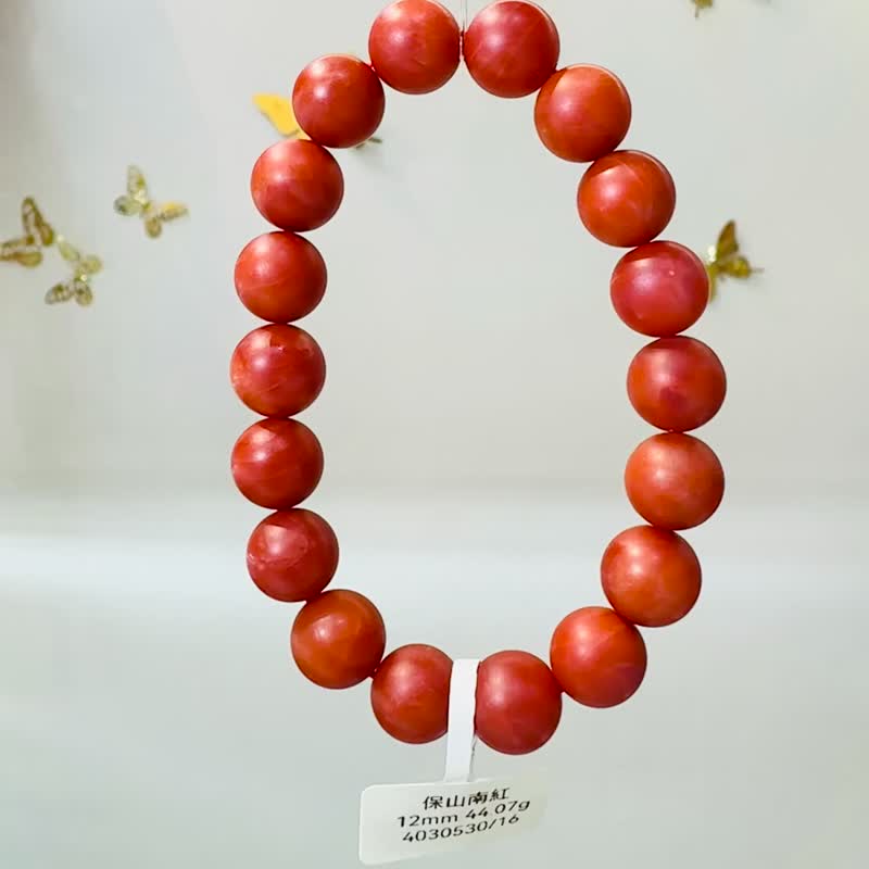 精品保山柿子紅南紅12mm44.07g去熱散寒氣血循環補血養顏正向能量 - 手鍊/手環 - 水晶 紅色