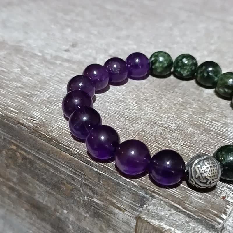 (Customized gift) Green Dragon Crystal X Amethyst X Lucky Fortune S925 Sterling Silver Bracelet - Hair Accessories - Crystal Green