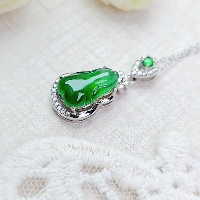 Super Value Benefits | Hundreds of Money | Grade A Jadeite High Ice Cabbage Sterling Silver Plated 18k Exquisite Pendant - Necklaces - Jade 