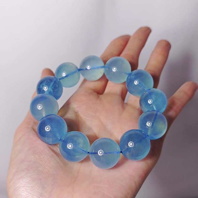 稀有海藍寶 星光 彩虹光 勇敢 智慧 19mm 大寶石手鍊 單品 禮物 - 手鍊/手環 - 寶石 藍色