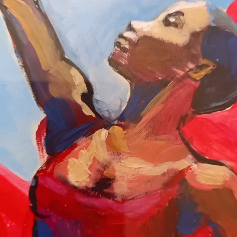 Original modern Painting interior Abstract art Acrylic sketch on paper Drawing - 海報/掛畫/掛布 - 壓克力 紅色
