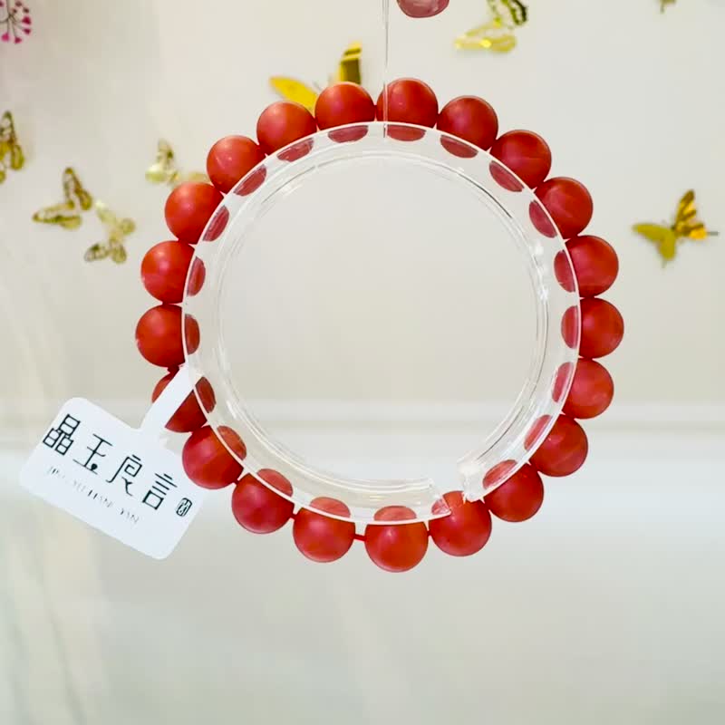 保山柿子紅南紅磨砂9mm22.18g去熱散寒氣血循環補血養顏正向能量 - 手鍊/手環 - 水晶 紅色