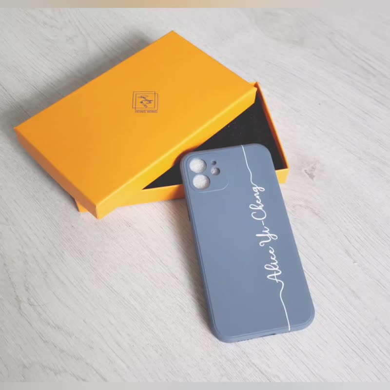 客製化加名字藍灰色全包手機殼iPhone 15 14 13 plus Pro Max - 手機殼/手機套 - 塑膠 多色