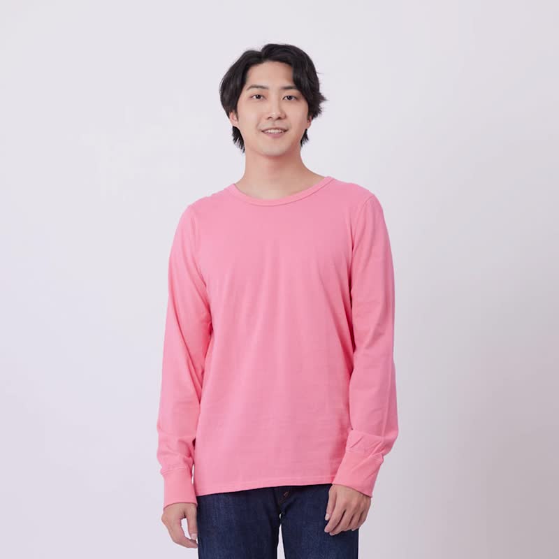 素面純色水洗舒適純棉T男/ 玫粉 - 男装 T 恤 - 棉．麻 粉紅色