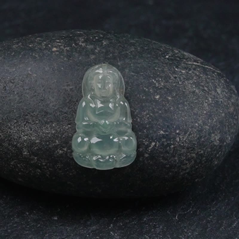 Ice Jade Guanyin Bodhisattva Necklace | Stone| Natural Burmese Jade A-grade | Gift - Necklaces - Jade Green