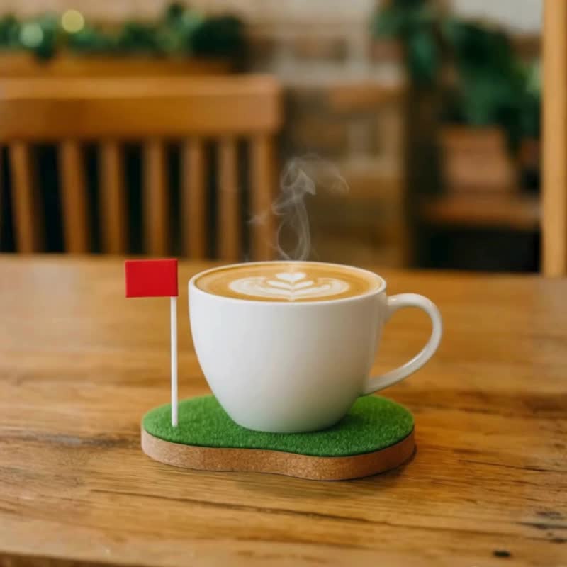 草坪高爾夫杯墊　桌上迷你果嶺 飲料墊　可愛 常綠系 聖誕節禮物 - 杯墊 - 其他材質 綠色