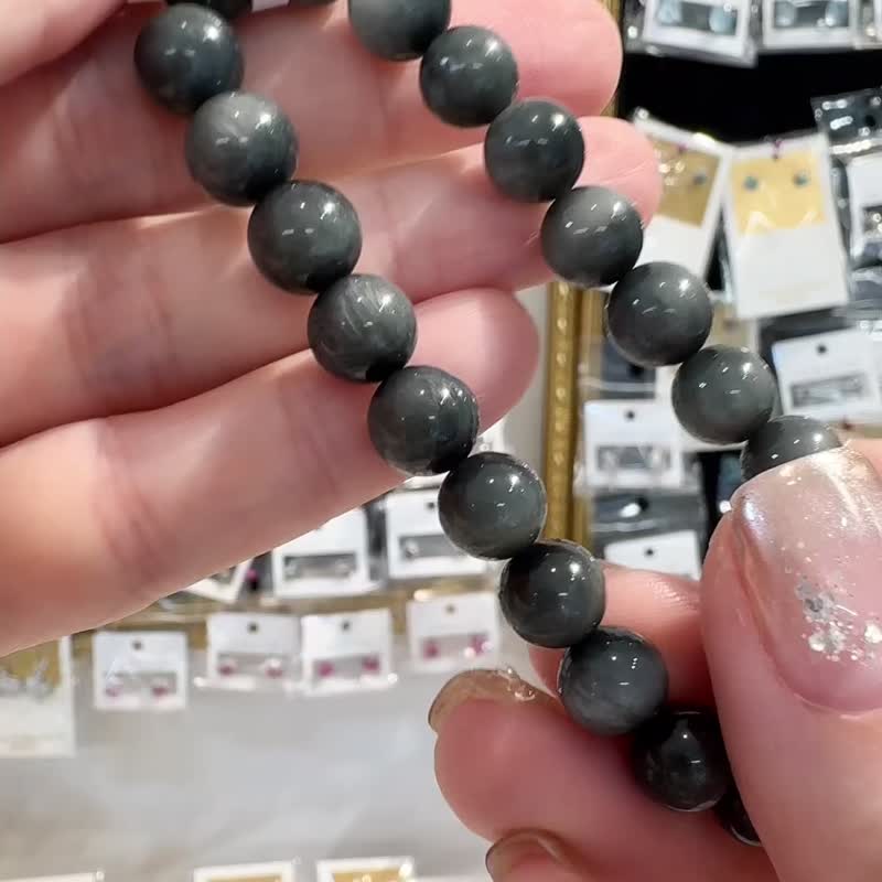 British style dark gray blue rabbit hair crystal hand beads 8mm 16.45g eliminates tension, enhances persuasion and increases confidence - Bracelets - Crystal Blue