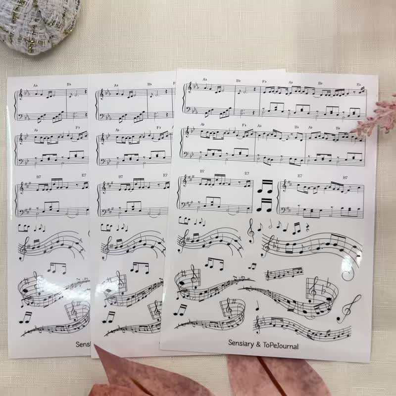 ToPeJournal-Normal/Wave Sheet Music Glossy Transparent Sticker 3PCS - สติกเกอร์ - กระดาษ 