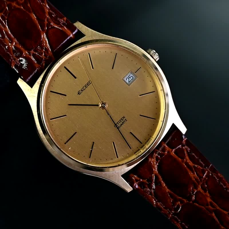 CITIZEN Exceed 34mm メンズ ユニセックス クォーツ腕時計 ゴールド文字盤 ベルト新品 手錶 古董錶 日本直送 - 男錶/中性錶 - 不鏽鋼 金色