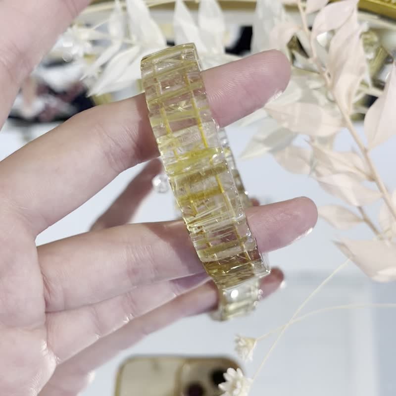 A hand-operated high-crystal see-through version of titanium to attract wealth and good fortune, a must-have for business bosses, unisex - Bracelets - Crystal Yellow
