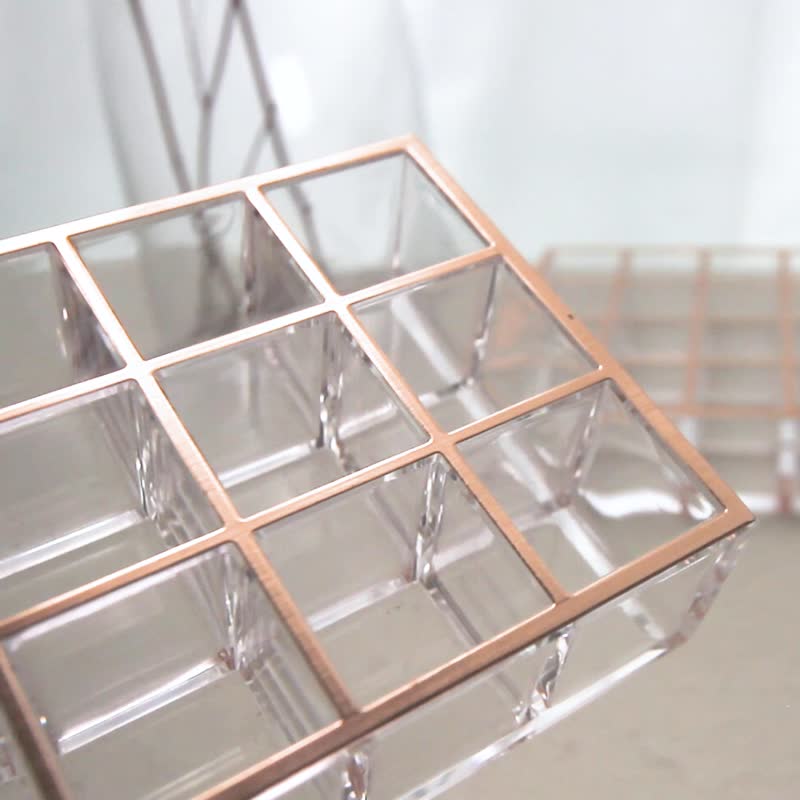 [Great Value 2-piece Set] Rose Gold Storage Set-Perfume Rack + 24-Gate Lipstick Rack - Other - Other Materials Gold