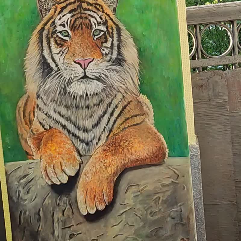 虎　トラ　油絵　オリジナル　油彩画　絵画　原画　手描き 虎 トラ 油絵 オリジナル 油彩画 絵画 原画 手描き