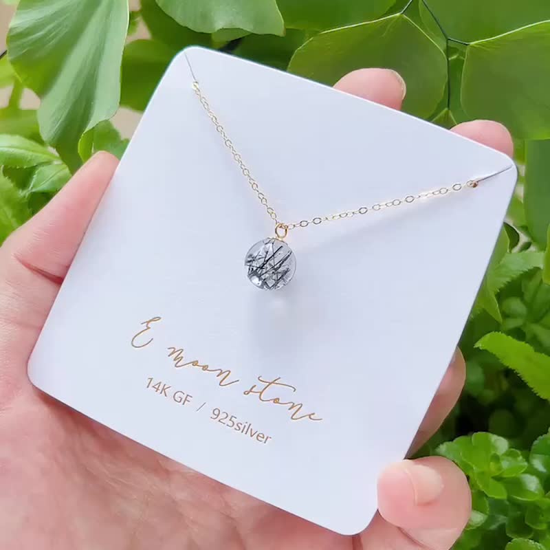 黑髮晶  冰透體球球鎖骨鍊14K - 項鍊 - 水晶 黑色