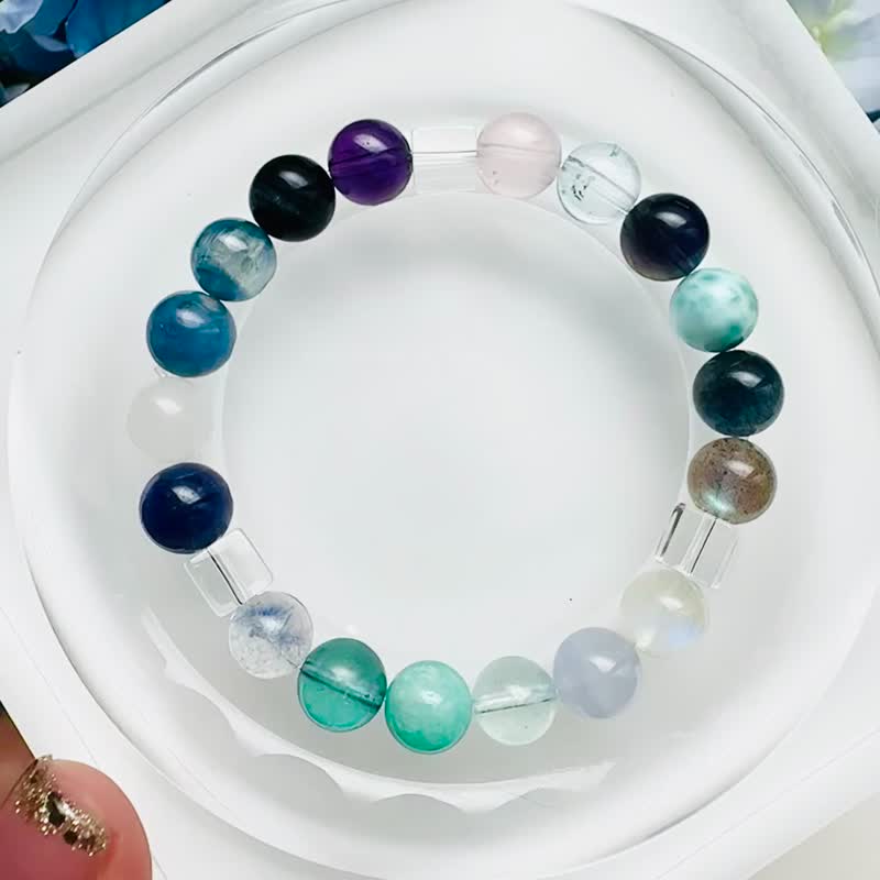 寧海微光全美冰塊白水晶獨家設計款溫柔能量緩解壓力引導方向 - 手鍊/手環 - 水晶 多色