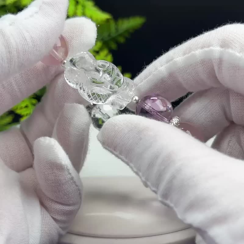 設計款多寶水晶手串雕刻蛇盤銅錢降魔杵方糖刻面珠招財辟邪護佑 - 手鍊/手環 - 水晶 多色