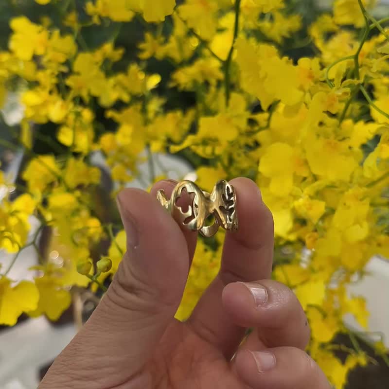 黃銅版 花之舞開放戒 Dancing with Folwers - 戒指 - 銅/黃銅 金色