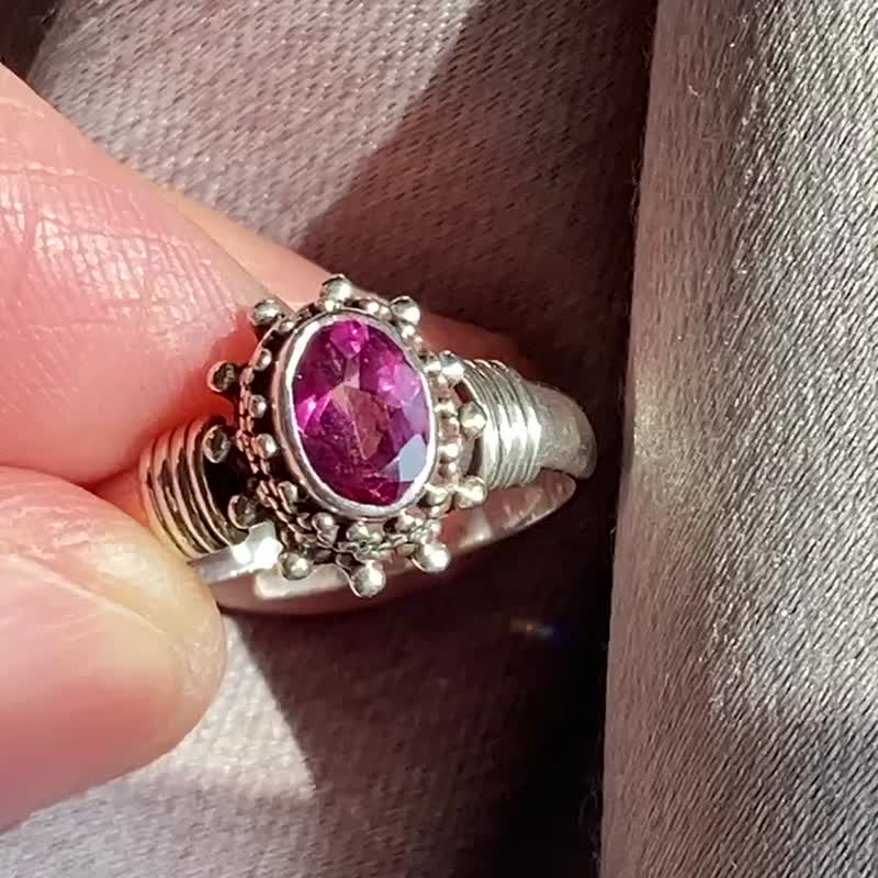 商品在台 天然 粉色 托帕石 戒指 尼泊爾 手工製 925純銀 - 戒指 - 寶石 