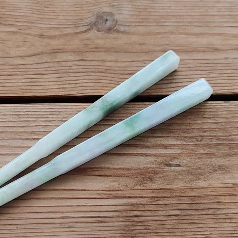 親翠 天然翡翠 冰飄花微紫小胖筷子 特色題材 - 筷子/筷架 - 玉石 多色