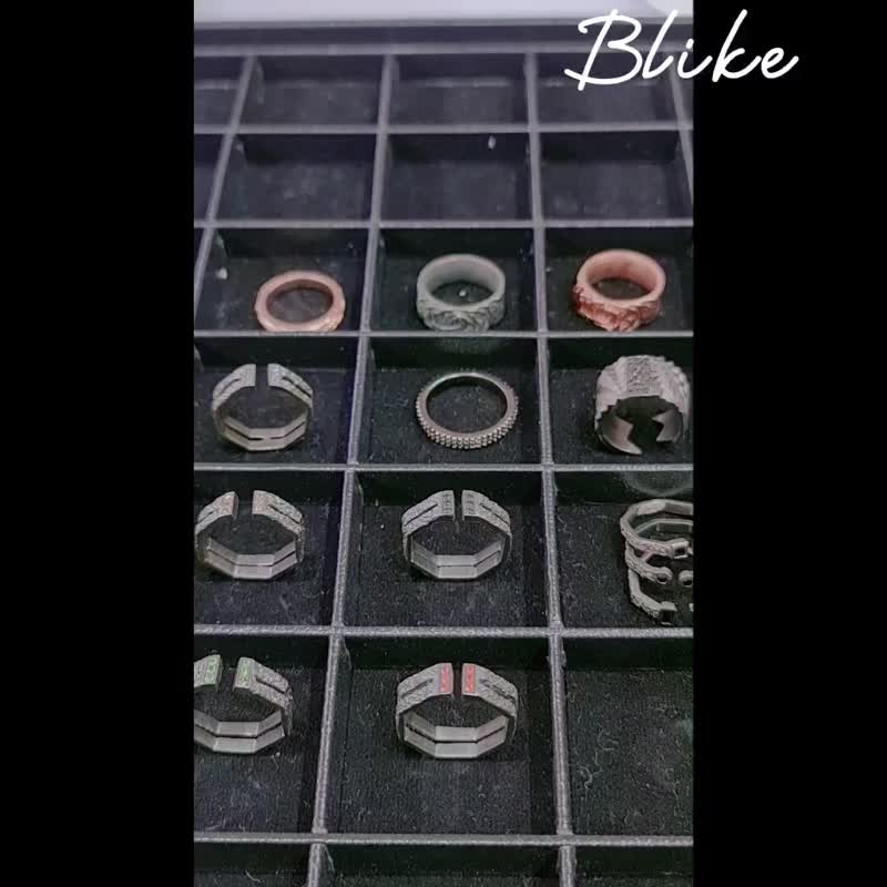 Metal Element Stone ring - 對戒 - 純銀 黑色