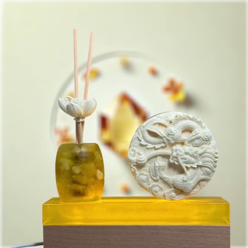 Ancient Coin Aroma Stone Ornament - โคมไฟ - เรซิน สีเหลือง