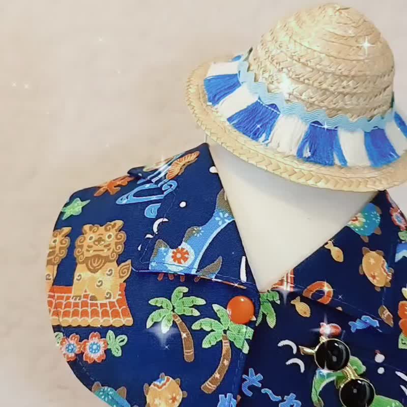 Summer Aloha okinawa 夏老威恤衫造型頸飾 寵物 貓犬 圍巾 頸飾 - 寵物衣服 - 棉．麻 紅色