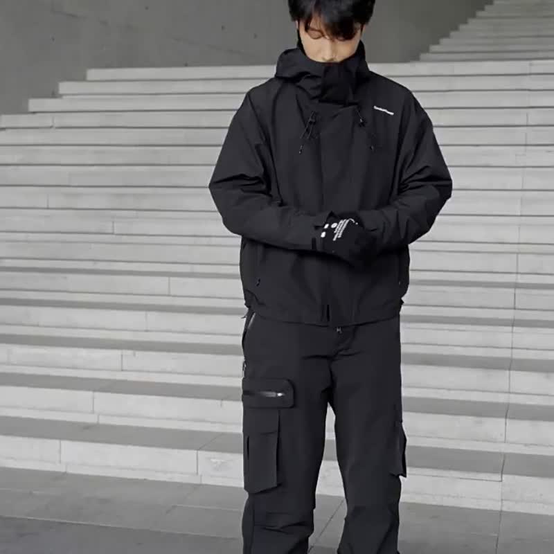 簡約LOGO字母撞色針織毛線保暖手套 - 手套 - 其他材質 黑色