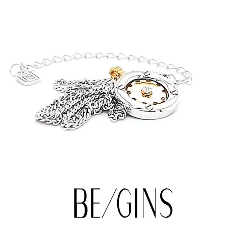 TIME COGWHEEL COIN NECKLACE - สร้อยคอ - เงินแท้ 