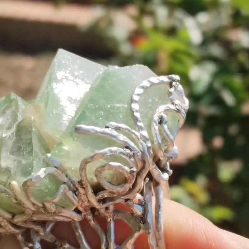 魚眼石原礦手工銀戒純銀戒指~**定** ~ Apophyllite Silver Ring - 戒指 - 純銀 