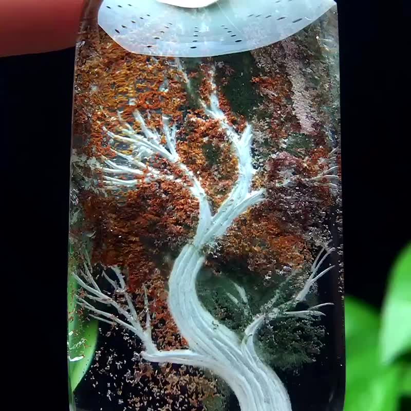 天然彩幽靈內雕發財樹吊墜   大自然形成的景色之美天地之萬物永 - 擺飾/家飾品 - 水晶 