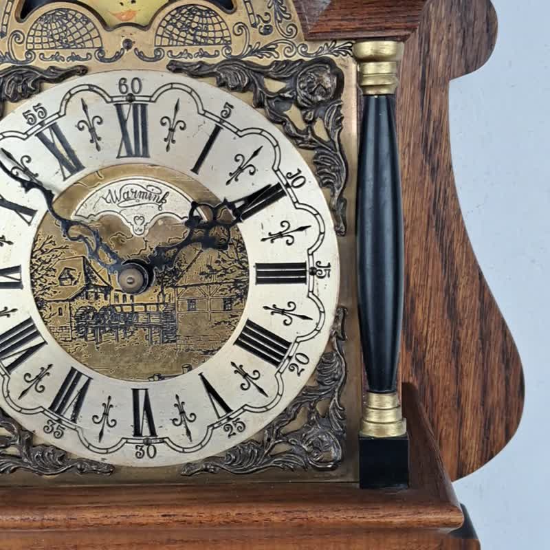 Antique Vintage Dutch Wall Clock Warmink Wuba Sallander Moonphase 8 day - 時鐘/鬧鐘 - 木頭 咖啡色