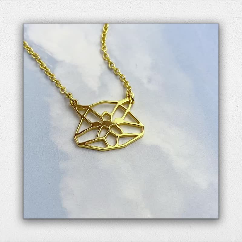 Persian Cat Necklace Geometric Pet Jewelry memorial gift Cat lover - 項鍊 - 銅/黃銅 金色