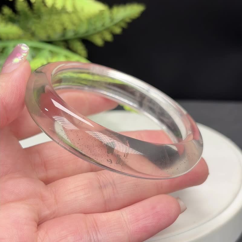 綠色幻影幽靈水晶手鐲 58MM 玻璃體金屬閃片滿天星 招財心輪療愈 - 手鍊/手環 - 水晶 