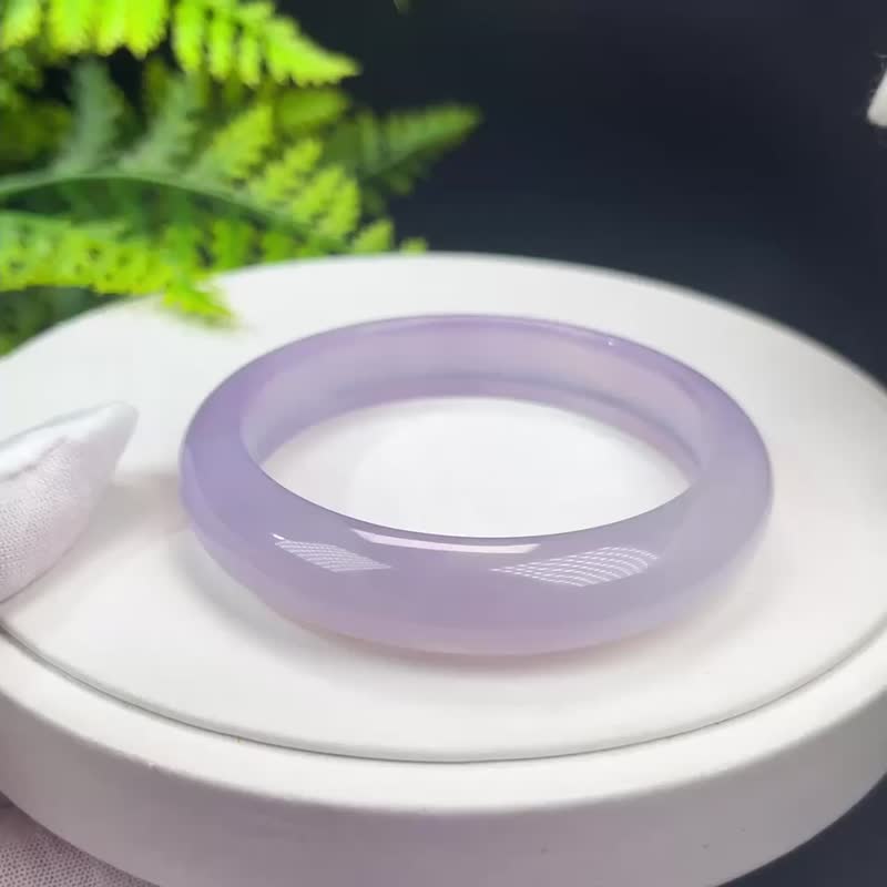 高品質 漸變紫瑪瑙手鐲 59MM 冰潤起剛幹凈龍鱗紋 平衡機能能量 - 手鍊/手環 - 半寶石 紫色