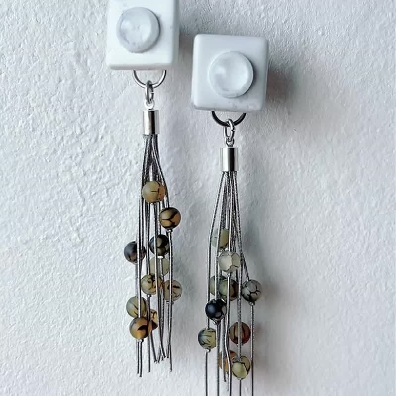 Bugs eye 2way earrings/ Interchangeable / macro view-veins 醫療鋼耳環 夾式耳環 耳夾 - 耳環/耳夾/耳骨夾 - 其他材質 白色