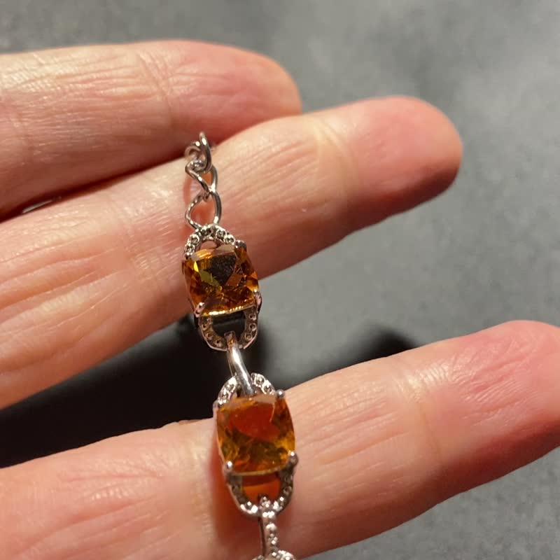 Ready in Taiwan Qingyi natural citrine bracelet made in India 925 sterling silver - สร้อยข้อมือ - คริสตัล สีเหลือง