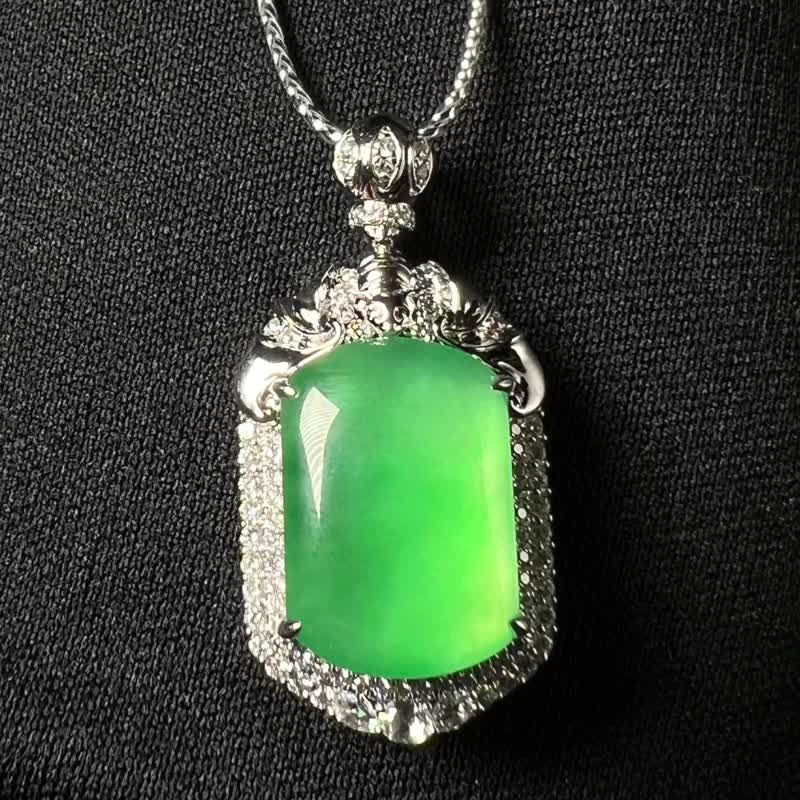 Blessing Bottle | Sunshine Green Jade Perfume Bottle Pendant in 18K Gold - Necklaces - Jade Green