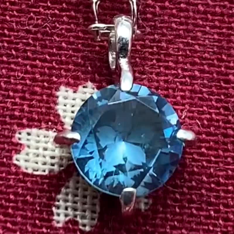 sakura natural stone necklace,blue topaz,sterling silver,kimono,free shipping - Necklaces - Sterling Silver Silver