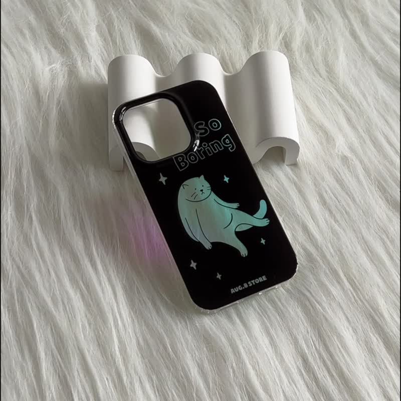 AUG8 STORE Boring Kitten Laser Double Layer Shiny iPhone Case - เคส/ซองมือถือ - พลาสติก 