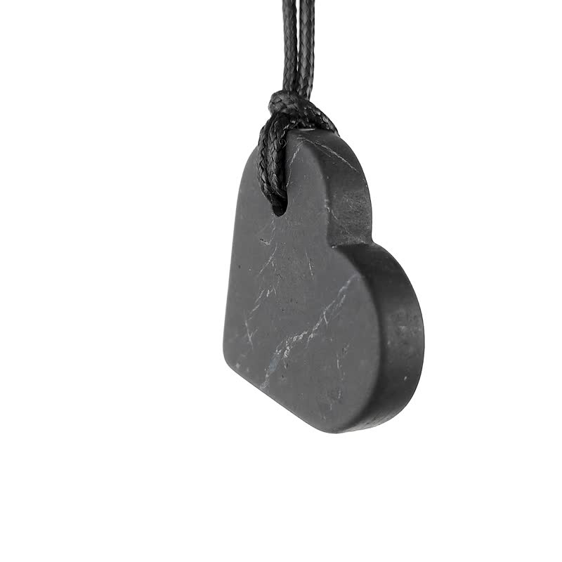 心石 Shungite 吊墜 | 自然石 - 項鍊 - 石頭 黑色