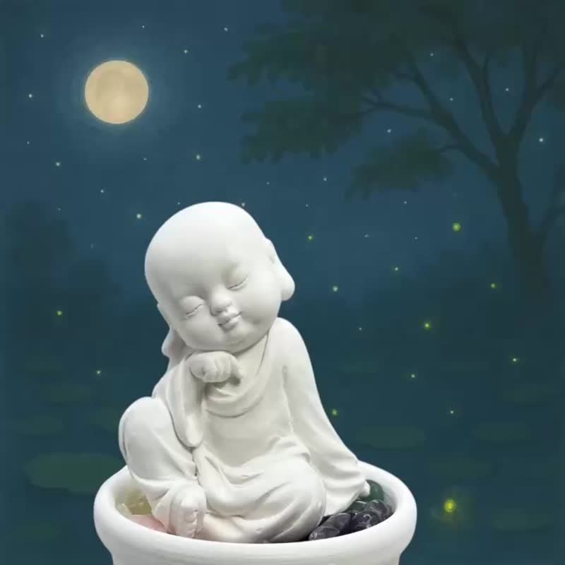 一念小佛 五行水晶小盤套組 禪意開運設計 附5ML精油香氛 - 香氛/精油/擴香 - 水泥 白色