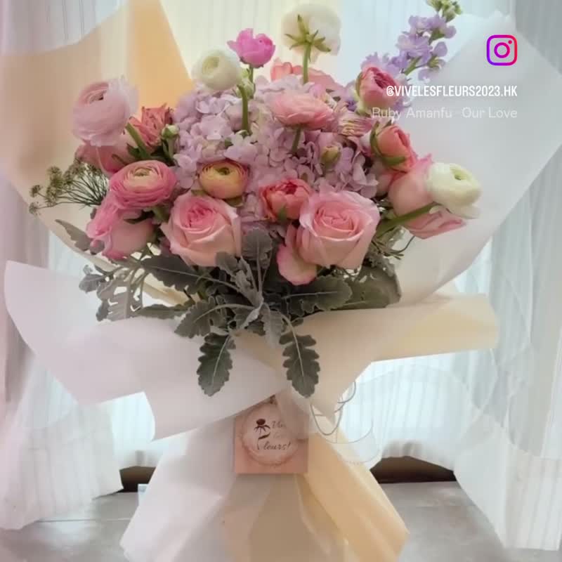 [Anniversary/Birthday/Proposal Bouquet] Imported rose small peony hydrangea bouquet Ma Douce - Plants - Plants & Flowers Pink