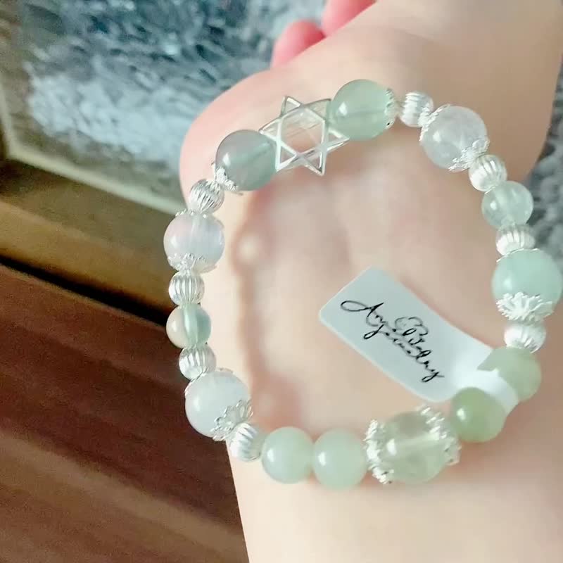 Amelia Jewelry丨Jiu'ankang丨Stone Tianshan Jade Stone Original Design Bracelet - Bracelets - Crystal Green