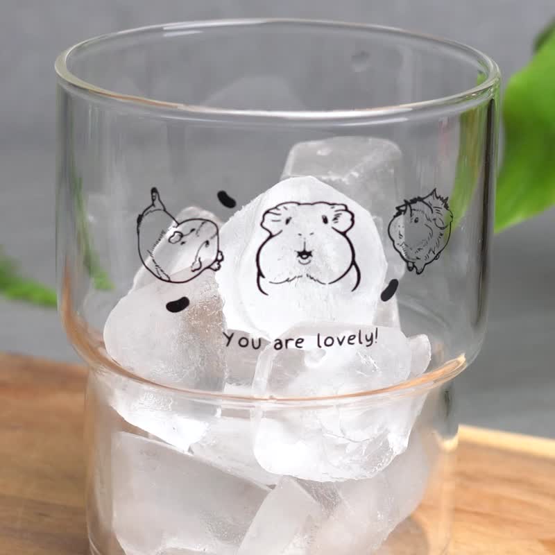 Three Cups Rabbit Three Cups Pig Cute Building Block Cups - Teapots & Teacups - Glass White