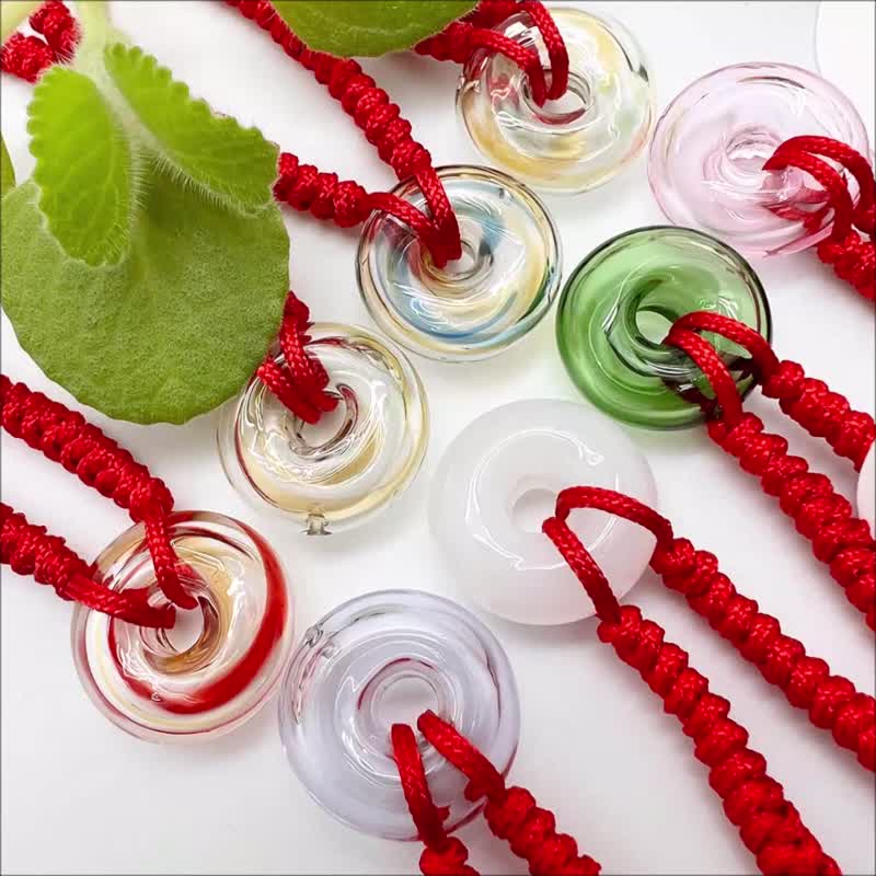 Lucky Diffuser Donut Bracelet Adjustable Red Cord Braid Chain Set 2PCS SS23 - Bracelets - Colored Glass Multicolor