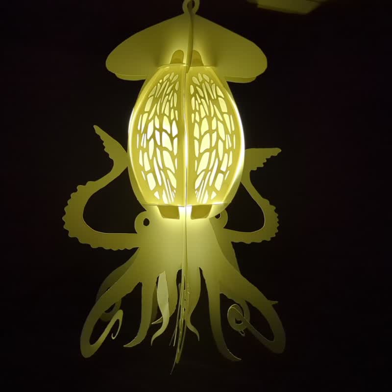 Squid chandelier - งานไม้/ไม้ไผ่/ตัดกระดาษ - กระดาษ ขาว