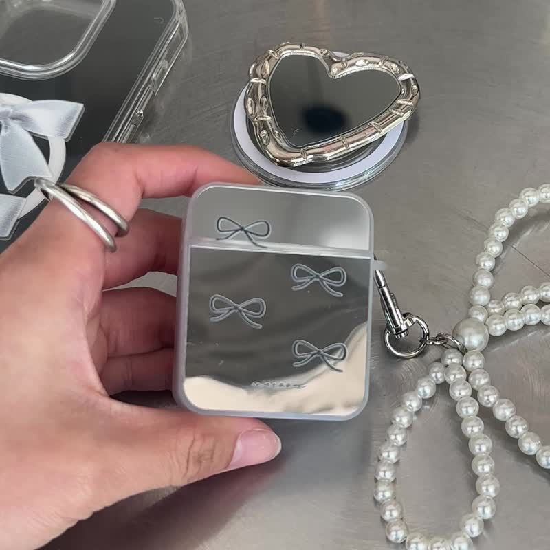 Tiny Bow 鏡面小方盒AirPods 保護殼 - AirPods/耳機保護套 - 塑膠 白色