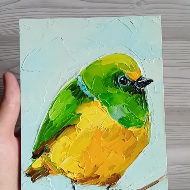 Bird Painting Parrot Bird Tropical Animal Oil Original Art - 海報/掛畫/掛布 - 紙 多色