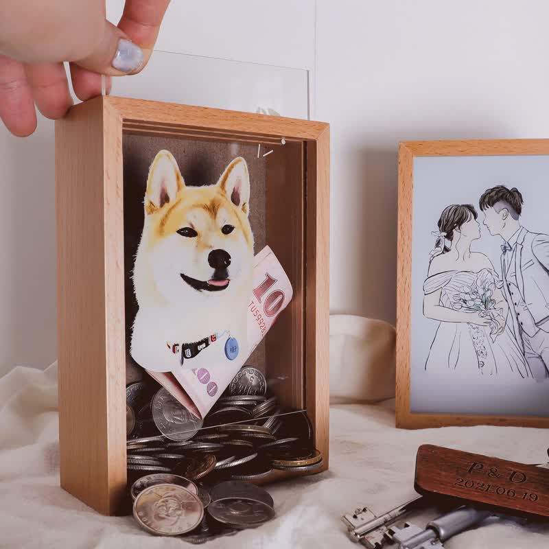 Color printed money box | Valentine's Day gift | Birthday gift - Coin Banks - Wood Brown